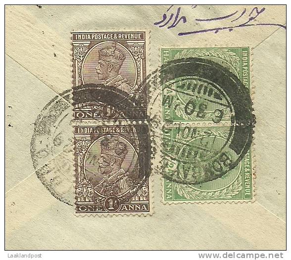INDIA BOMBAY 12-10-1929 COMM COVER TO BURJAND PERSIA   (michel Nrs 101/102 Pair Of 2) - 1911-35 Roi Georges V