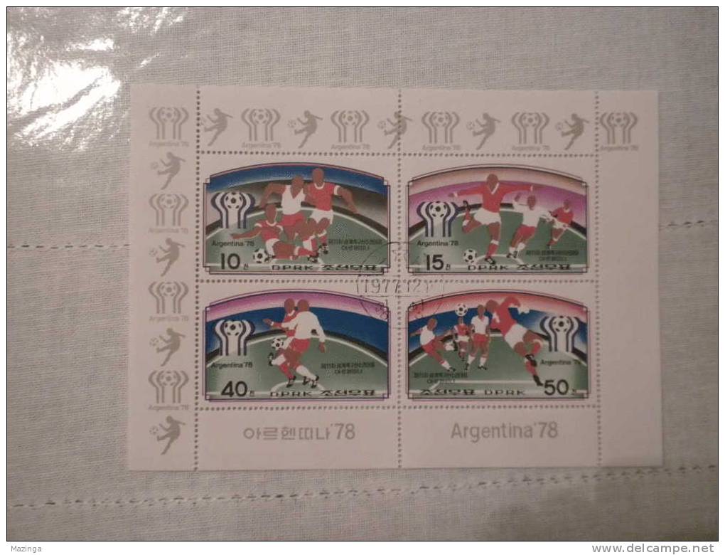 1978 Korea Foglietto Francobolli FOOTBALL WORLD Sport Calcio Football Argentina 78 Nuovo Con Annullo - Korea (...-1945)