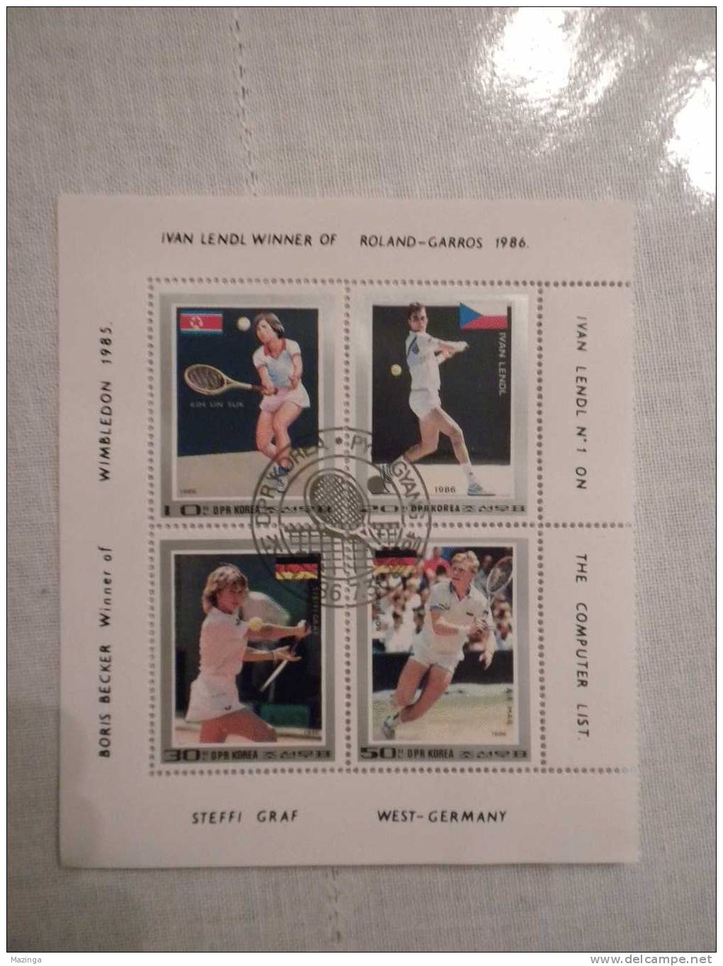 1985 Korea Foglietto Francobolli Tennis Wimbledon 1985 Nuovo Con Annullo - Corée (...-1945)