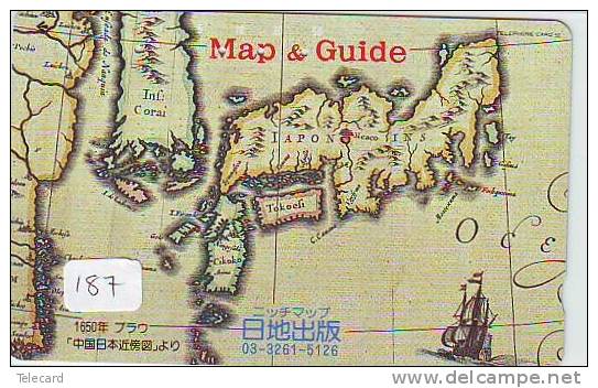 Télécarte Japon MAP * Carte Du Monde * GLOBE (187) * Géographie * Mappemonde * Japan Phonecard * Telefonkarte - Espacio