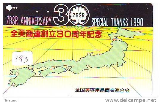 Télécarte Japon MAP * Carte Du Monde * GLOBE (193) * Géographie * Mappemonde * Japan Phonecard * Telefonkarte - Espacio
