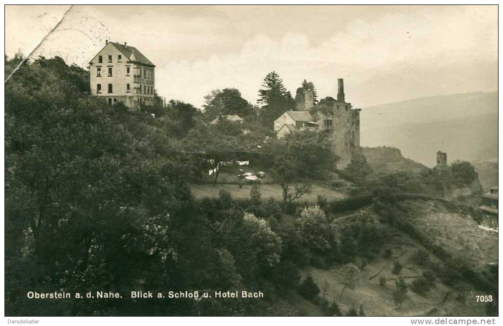 Oberstein A.d. Nahe. Blick A. Schloss U. Hotel Bach. 7053.Echte Photographie 1929.Gebr. Eppstein. - Idar Oberstein