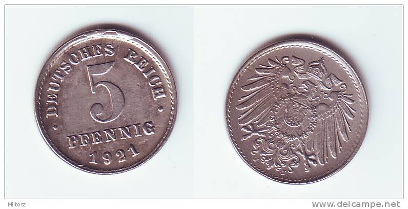 Germany 5 Pfennig 1921 J WWI Issue - 5 Pfennig