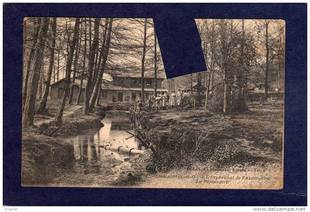 78 ELANCOURT  ORPHELINAT DE L ASSOMPTION Animée   LA BOULANGERIE Timbre Découpé  CPA  Année 1920 - Elancourt