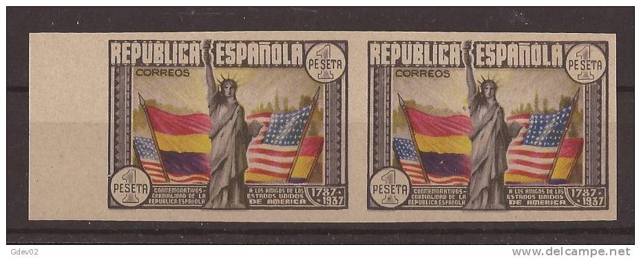 ES763s-L2128TV.España Spain Espagne CONSTITUCION USA 1938 (Ed 763s**)sin Charnela.LUJO SIN DENTAR  EN PAREJA - Variétés & Curiosités