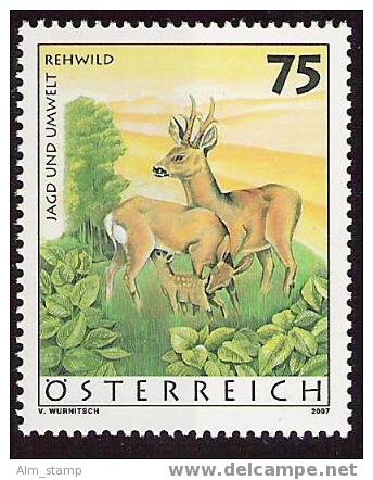 2007 AUSTRIA  Mi. 2640 ** MNH   Rehfamilie (Capreolus Capreolus) In Grünlandschaft - Neufs