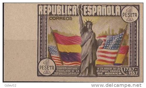 ES763SCSDBH-L3935TV .Spain.Espagne. ANIVERERSARIO. CONSTITUCION USA Banderas.1938 (Ed 763s**)sin Charnela.LUJO . - Errors & Oddities