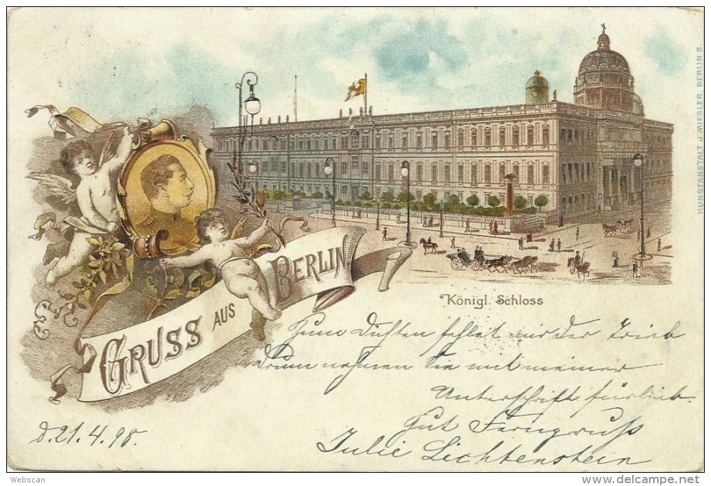 AK Berlin Schloss & Kaiser Wilhelm Farblitho 1898 #317 - Tegel