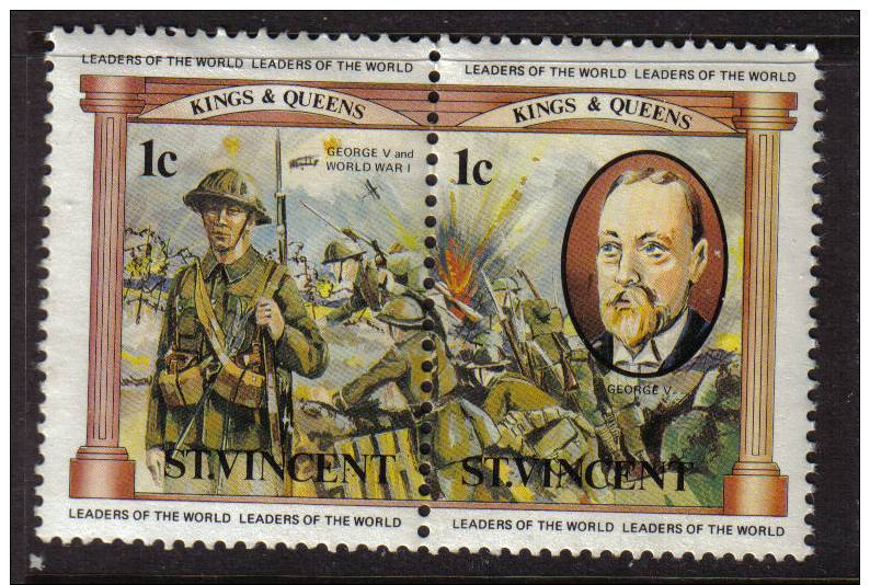 ST VINCENT 1984 WORLD WAR 1 GEORGE V WW1 MNH MINT PAIR PREMIUM UNMOUNTED MINT MNH PAIR - Tuvalu