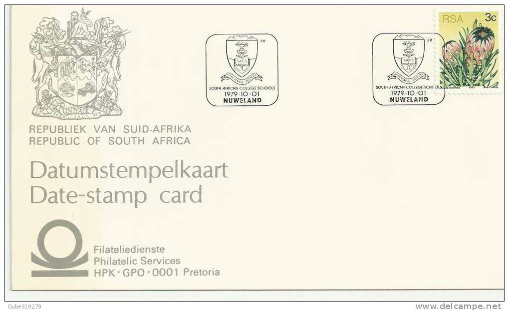 SOUTH  AFRICA – 1979 –  DATE STAMP CARD –SACS – SOUTH AFRICAN COLLEGE SCHOOLS   WITH 1  STAMP RE.112 - Andere & Zonder Classificatie