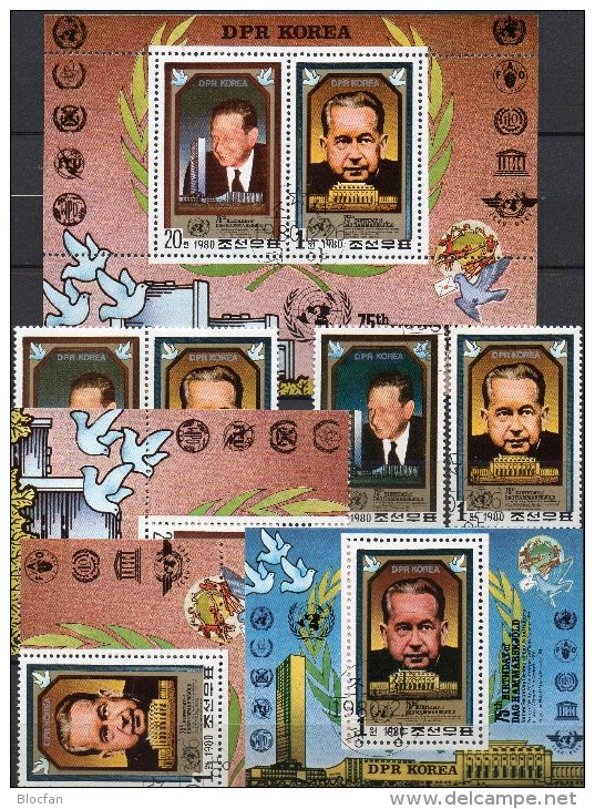 UN New York Sekretär Hammarskjöld 1980 Korea 2071/2,ER,ZD,Block 88 Plus KB O 36€ UNO M/s Memory Bloc Sheets Bf Corea - Korea (...-1945)