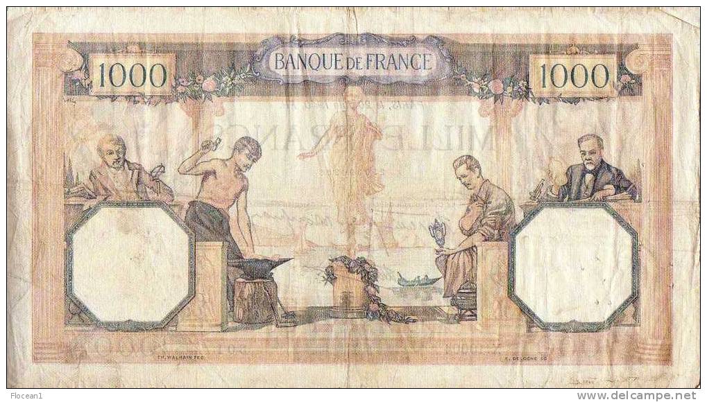 ****  BILLET  1000 FRANCS CERES ET MERCURE  20 JUIN 1940  ALPHABET  X.10004  **** EN ACHAT IMMEDIAT !!! - 1 000 F 1927-1940 ''Cérès Et Mercure''