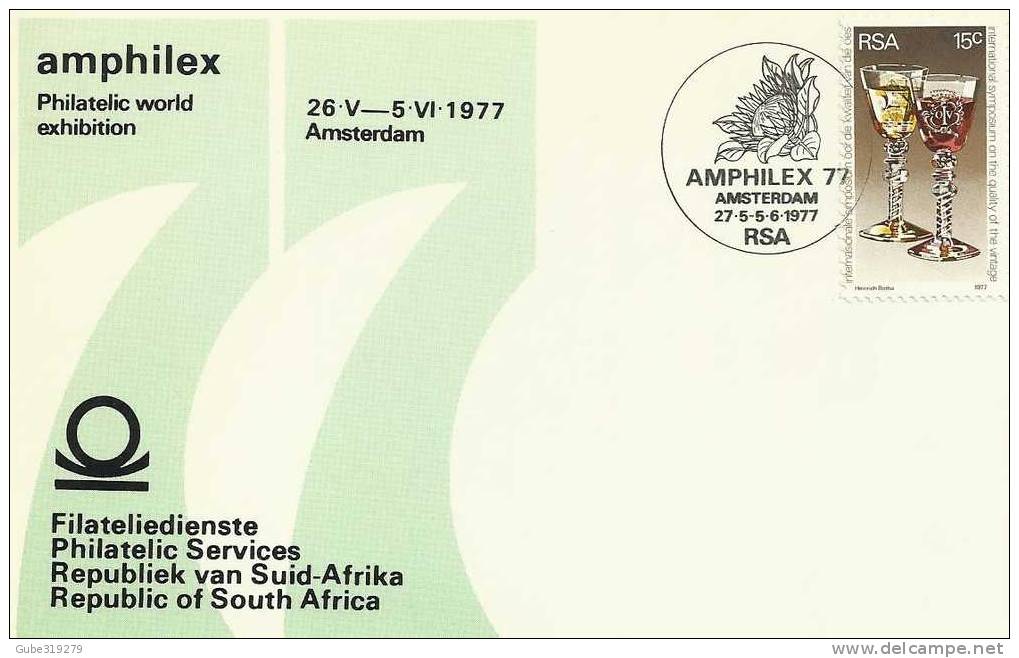 SOUTH AFRICA – 1977 –  DATE STAMP CARD –AMPHILEX 77 – AMSTERDAM  PHILATELIC WORLD EXHIBITION   WITH 1  STAMP      RE:137 - Andere & Zonder Classificatie