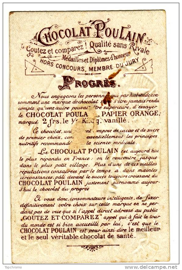 CHROMO Légèrement Gaufrée Chocolat Poulain Femme Fleurs Arbre Verveine Plante Tisane - Poulain