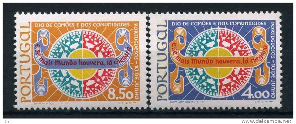 1977 Portogallo, Camoes E Comunità All'estero , Serie Completa Nuova - Neufs