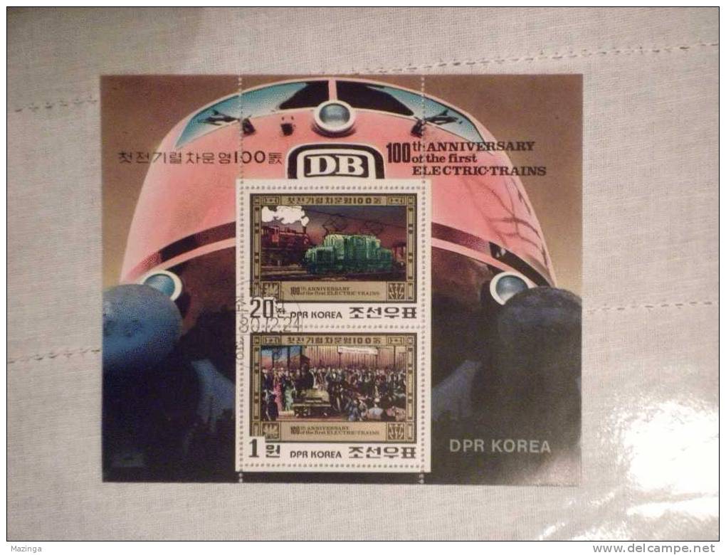 1980 Korea Foglietto Francobolli ANNIVERSARY Of THE FIRST ELECTRIC-TRAINS  Nuovo Con Annullo - Corée (...-1945)