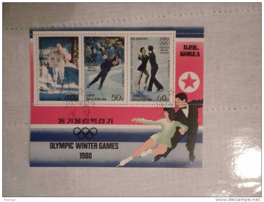 1980 Korea Foglietto Francobolli Olympic Winter Games Nuovo Con Annullo - Corea (...-1945)