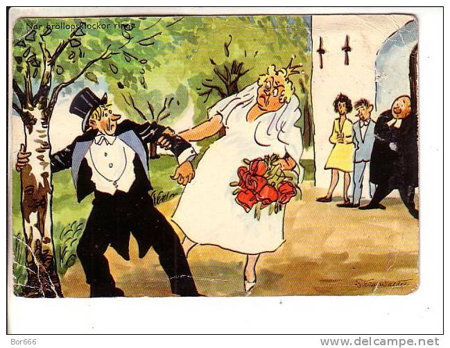 GOOD OLD SWEDEN POSTCARD - Wedding / Joke Card - Marriages