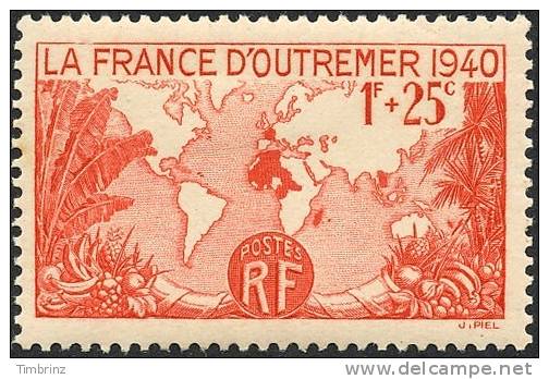 FRANCE 1940 - Yv. 453 *   à 17% !  Cote= 2,00 EUR - France D'Outre-Mer. Carte De L'Empire Français ..Réf.FRA16011 - Nuovi