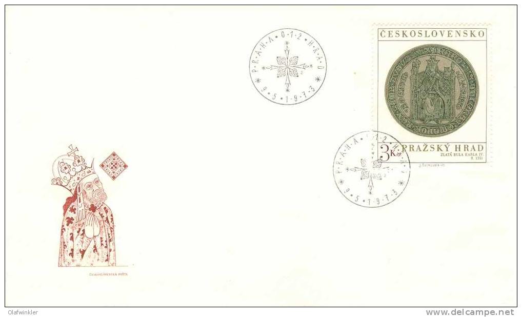 1973 Prague Castle Treasures 3 Kcs Scott 1937 Y&T 1983 Michel 2141 FDC - Briefe U. Dokumente