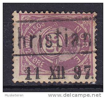 Norway 1886 Mi. 47   25 Ø Posthorn 20 Mm Deluxe CHRISTIANIA 1897 Line Cancel !! - Oblitérés