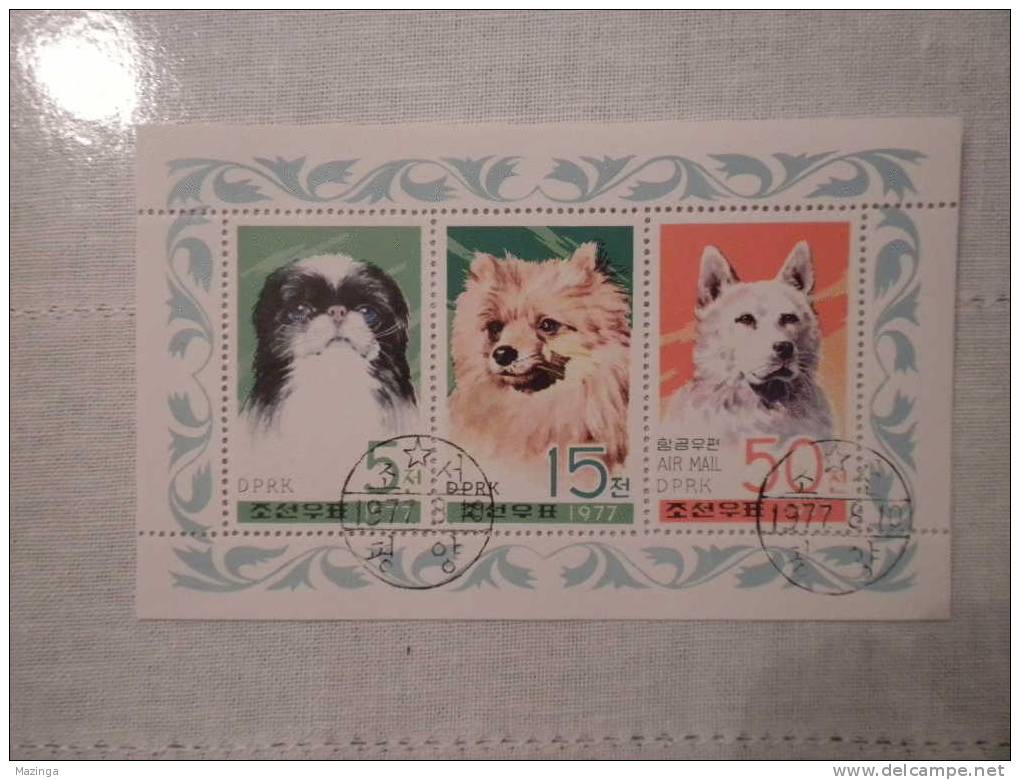 1977 Korea Foglietto Francobolli Cani Dog Nuovo Con Annullo - Corée (...-1945)