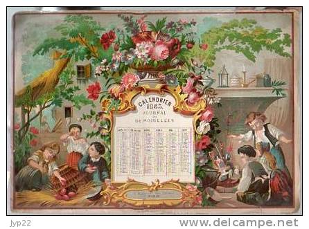 Vieux Calendrier 1863 Du Journal Des Demoiselles - De Janvier à Juin - Imp. Dupuy Passage Du Désir Paris - Formato Grande : ...-1900