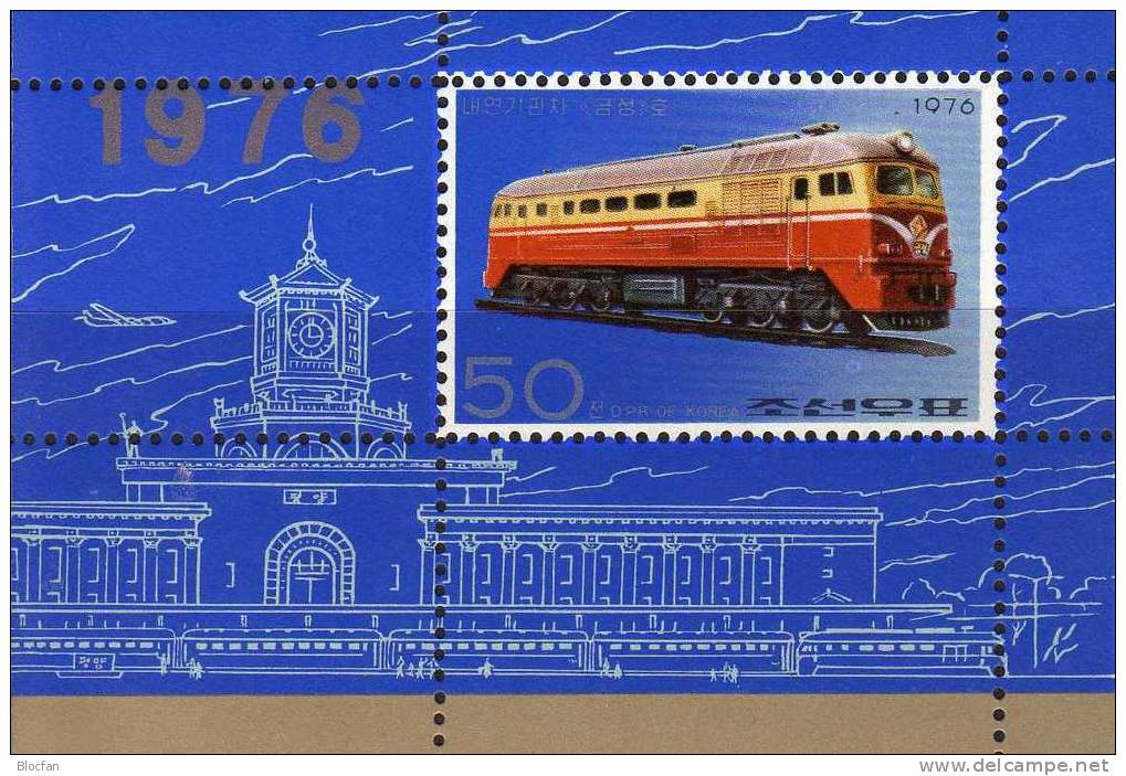 Lokomotiven 1976 Korea 1561 Als Block 32 A Plus B ** 27€ Eisenbahn Diesel - Lok Bloc Sheetlet From Corea - Corée Du Nord