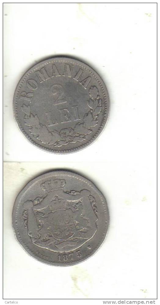 Romania 2 Lei 1875 Silver Coin - Romania