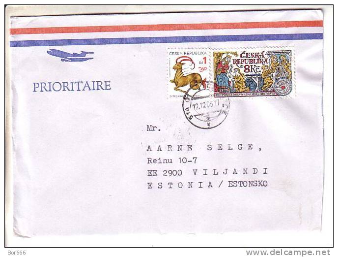 GOOD CZECH Postal Cover To ESTONIA 2005 - Good Stamped - Brieven En Documenten