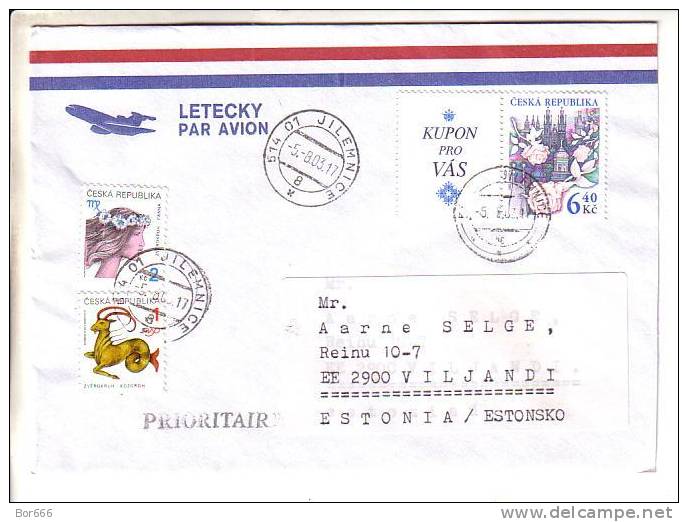GOOD CZECH Postal Cover To ESTONIA 2003 - Good Stamped - Brieven En Documenten