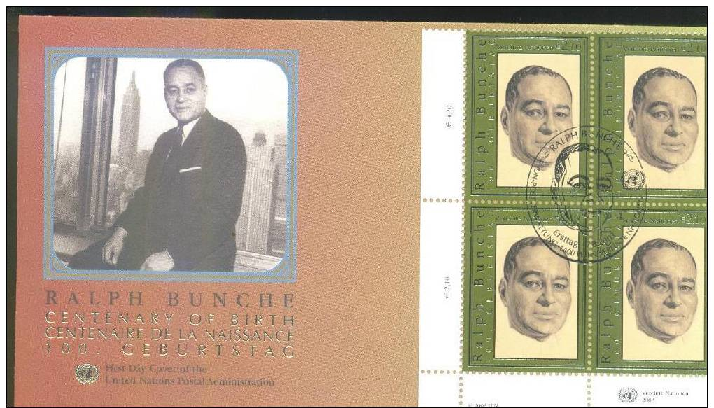 CHEAP SHIPPING * FDC UNITED NATIONS GENEVA * YEAR 2003 * RALPH BUNCHE - Andere & Zonder Classificatie