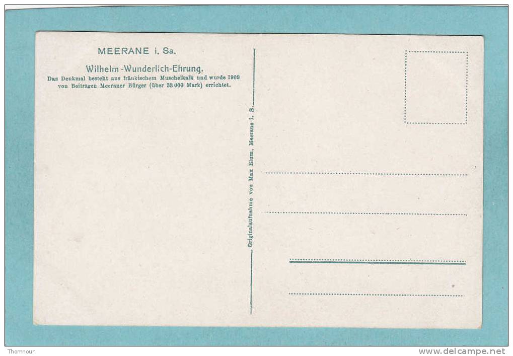 MEERANE I. Sa.  -  Wilhelm - Wunderlich - Ehrung .  -  BELLE CARTE  - - Meerane