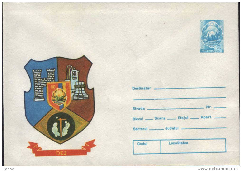 Romania-Postal Stationery  Cover 1980-Coat Of Arms Dej-unused - Enveloppes