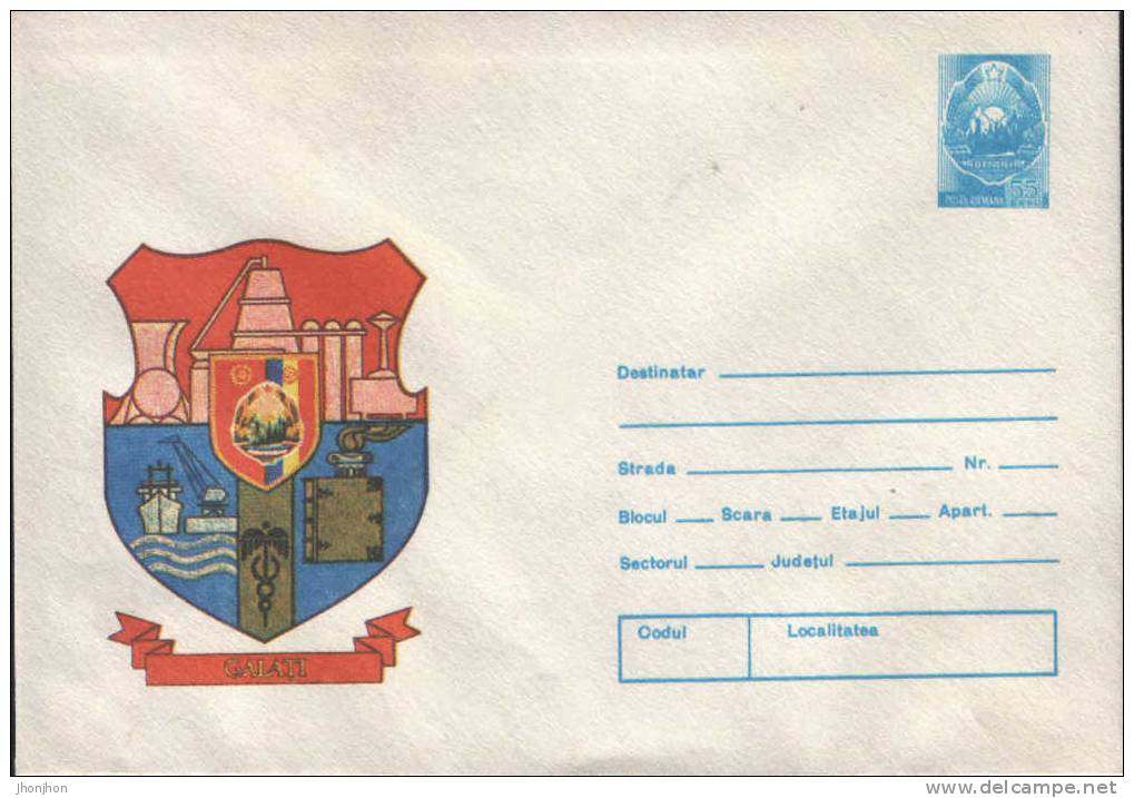 Romania-Postal Stationery  Cover 1980-Coat Of Arms Galati-unused - Enveloppes