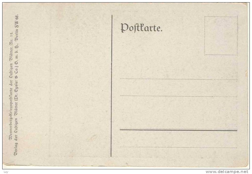 Wennerberg - Kriegspostkarte Der Lustigen Blätter Nr. 15 - Der Feldpostbrief (fielpost Letter, Poste De Campagne Lettre) - Wennerberg, B.