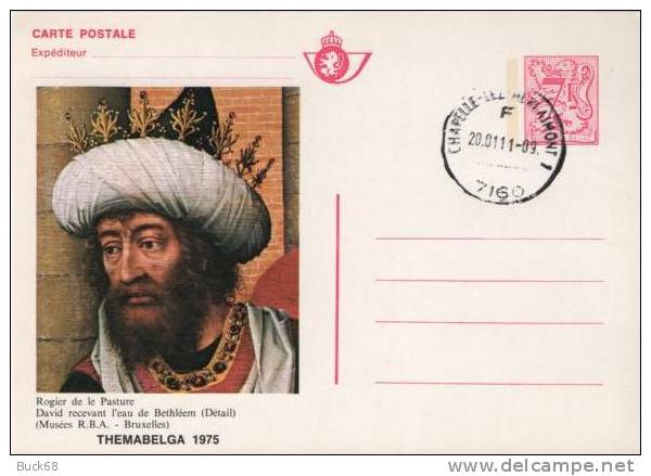 BELGIQUE Entier Postal Sur Carte Postale + Cachet  ( THEMABELGA 1975 ) Roger De Le Pasture 1 - Postkarten 1951-..