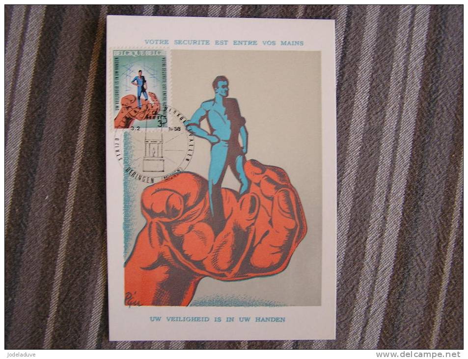 CARTE MAXIMUM CARD BELGIQUE BELGIUM 3 F Campagne Contre Les Accidents Du Travail 1968 Beringen Bonnevalle Oscar - 1961-1970