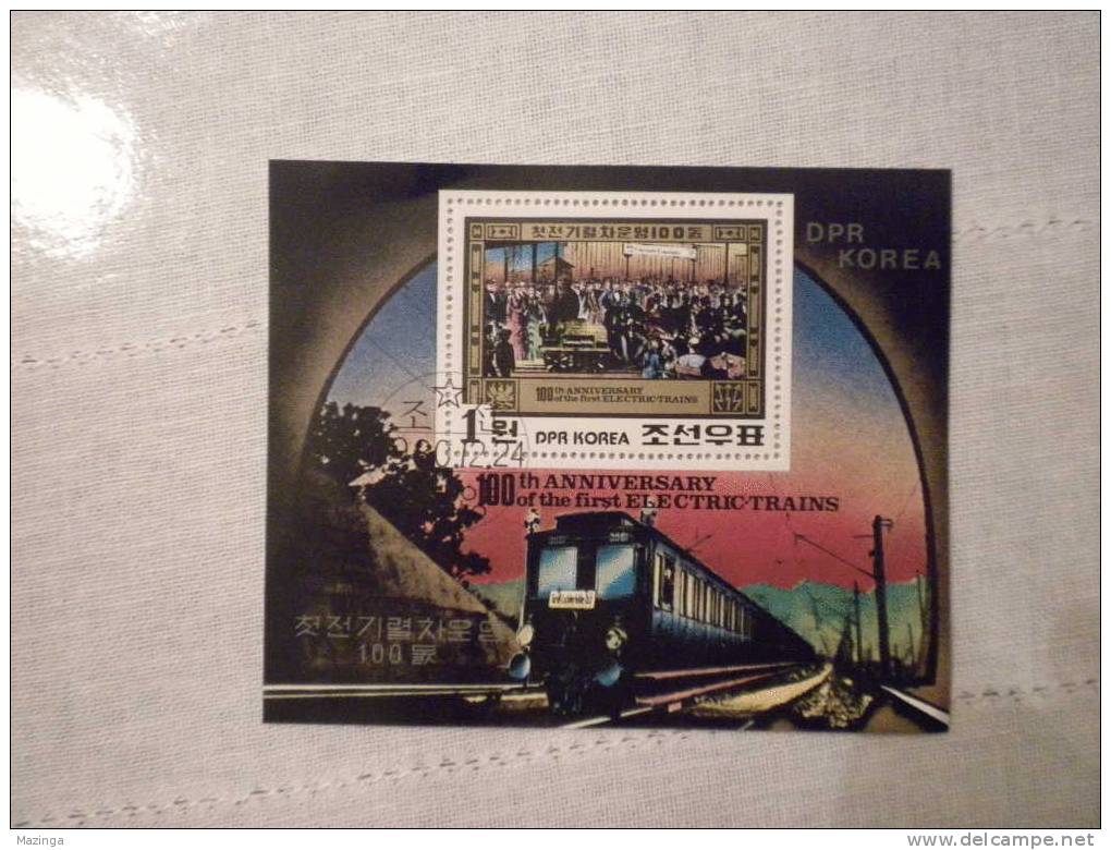 1980 Korea Foglietto Francobolli ANNIVERSARY Of THE FIRST ELECTRIC-TRAINS  Nuovo Con Annullo - Corea (...-1945)