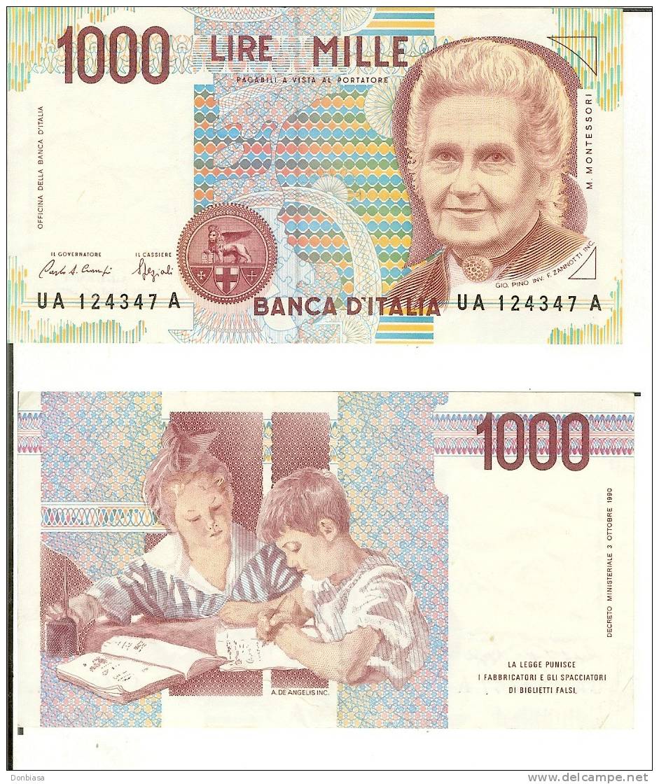 1.000 Lire Montessori 1990 - Lettera A - 1000 Lire