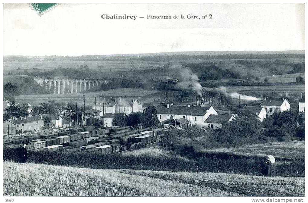Lot 2 CPA - Chalindrey (52) - Panorama De La Gare, N° 2 + Perspective Du Viaduc - Chalindrey