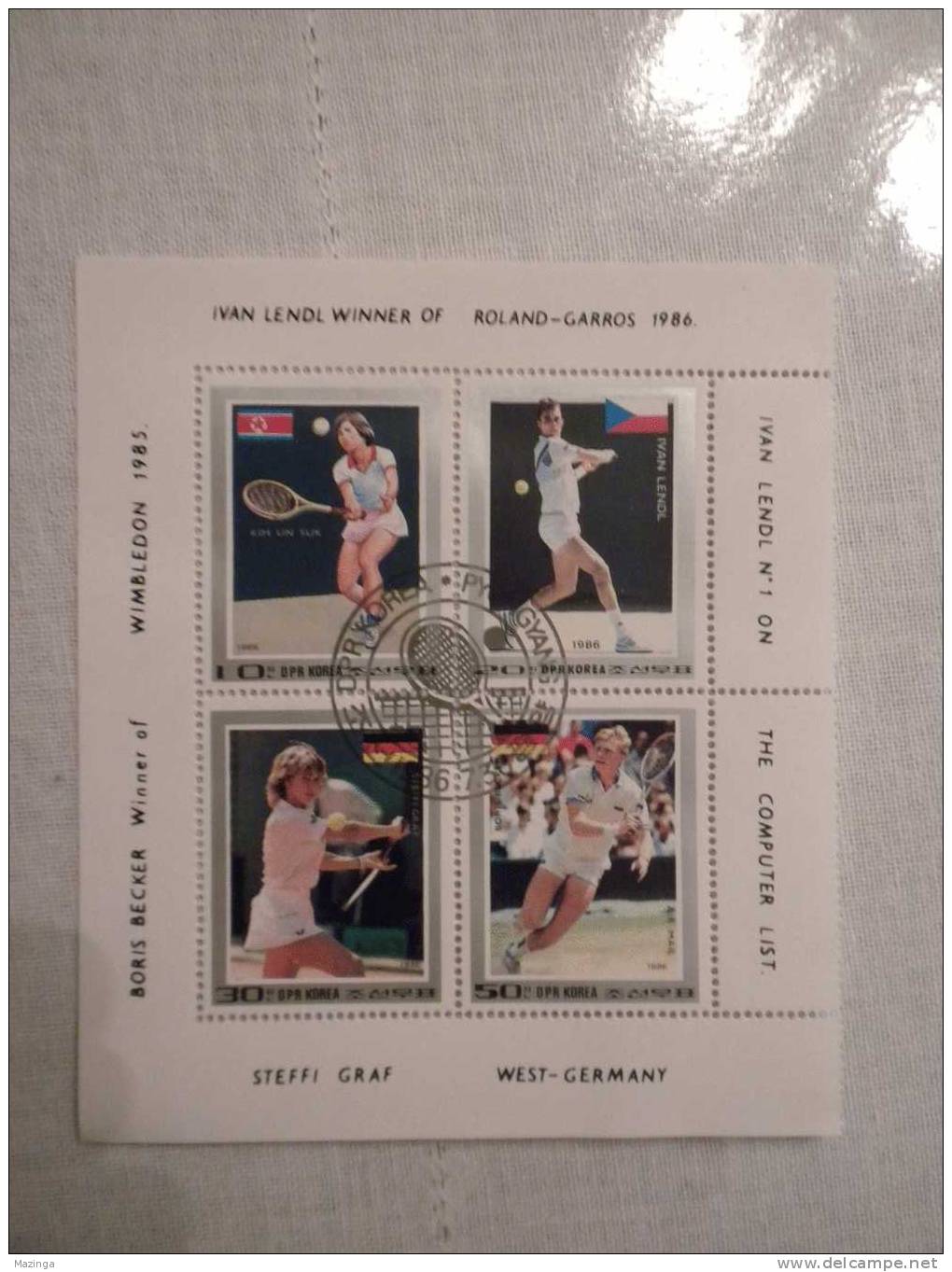 1985 Korea Foglietto Francobolli Tennis Wimbledon 1985 Nuovo Con Annullo - Corea (...-1945)