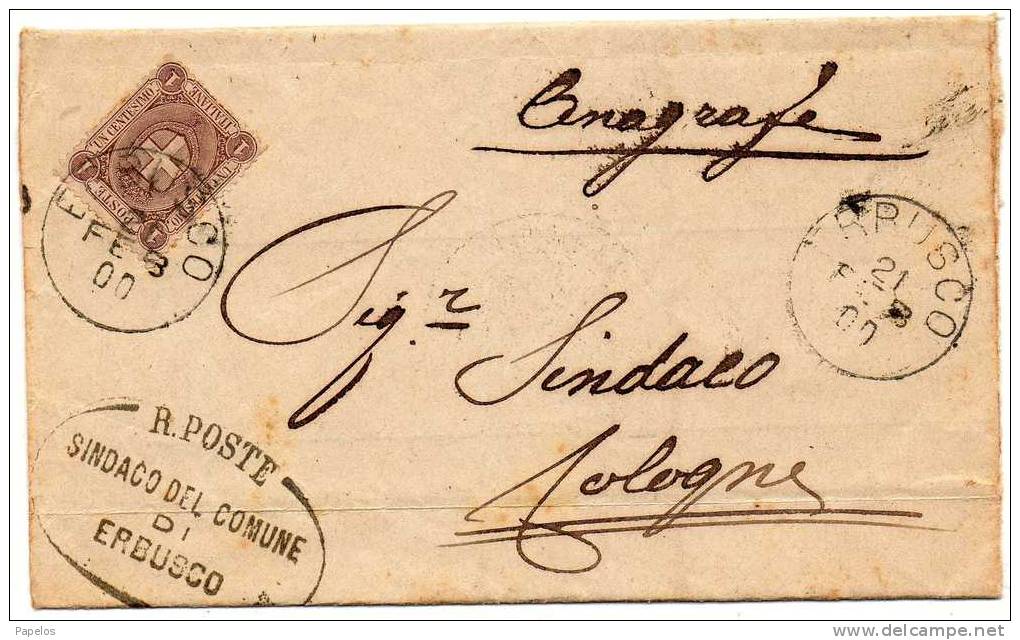 1900 LETTERA CON ANNULLO  ERBUSCO  BRESCIA - Storia Postale