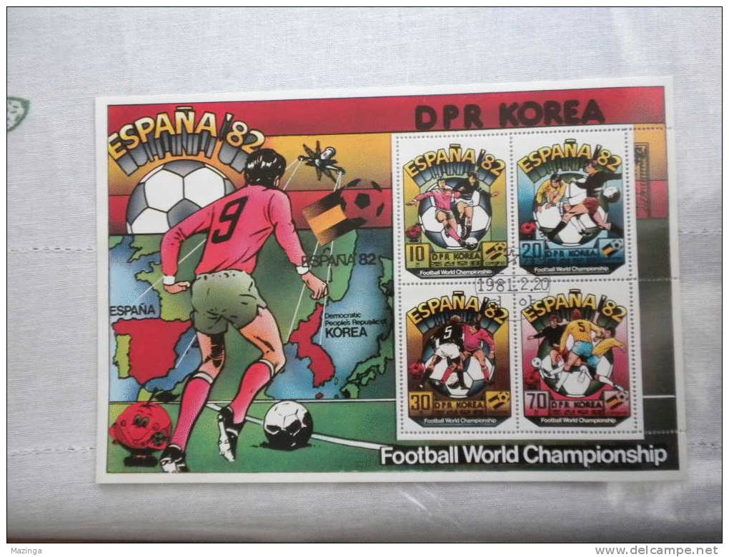 1982 Korea Foglietto Francobolli Football World Championship ESPANA 82 MONDIALI SPAGNA ´82  Nuovo Con Annullo - Korea (...-1945)