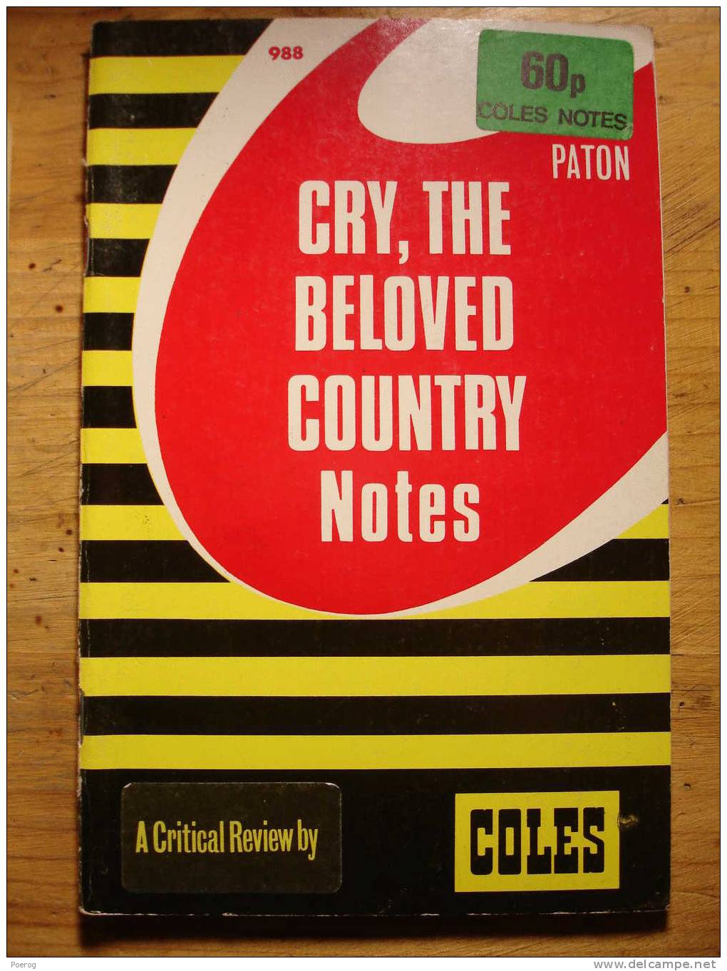 ALAN PATON - CRY THE BELOVED COUNTRY + LIVRE(T) D'ETUDES COLES NOTES - LOT DE 2 LIVRES - Klassik