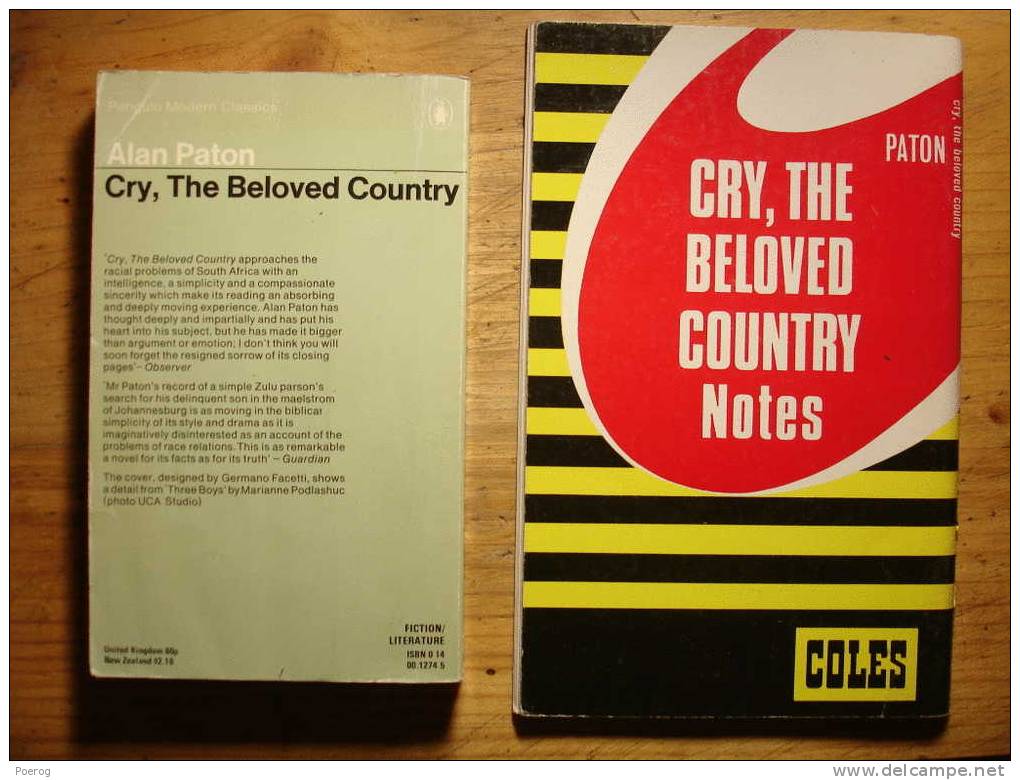 ALAN PATON - CRY THE BELOVED COUNTRY + LIVRE(T) D'ETUDES COLES NOTES - LOT DE 2 LIVRES - Klassik