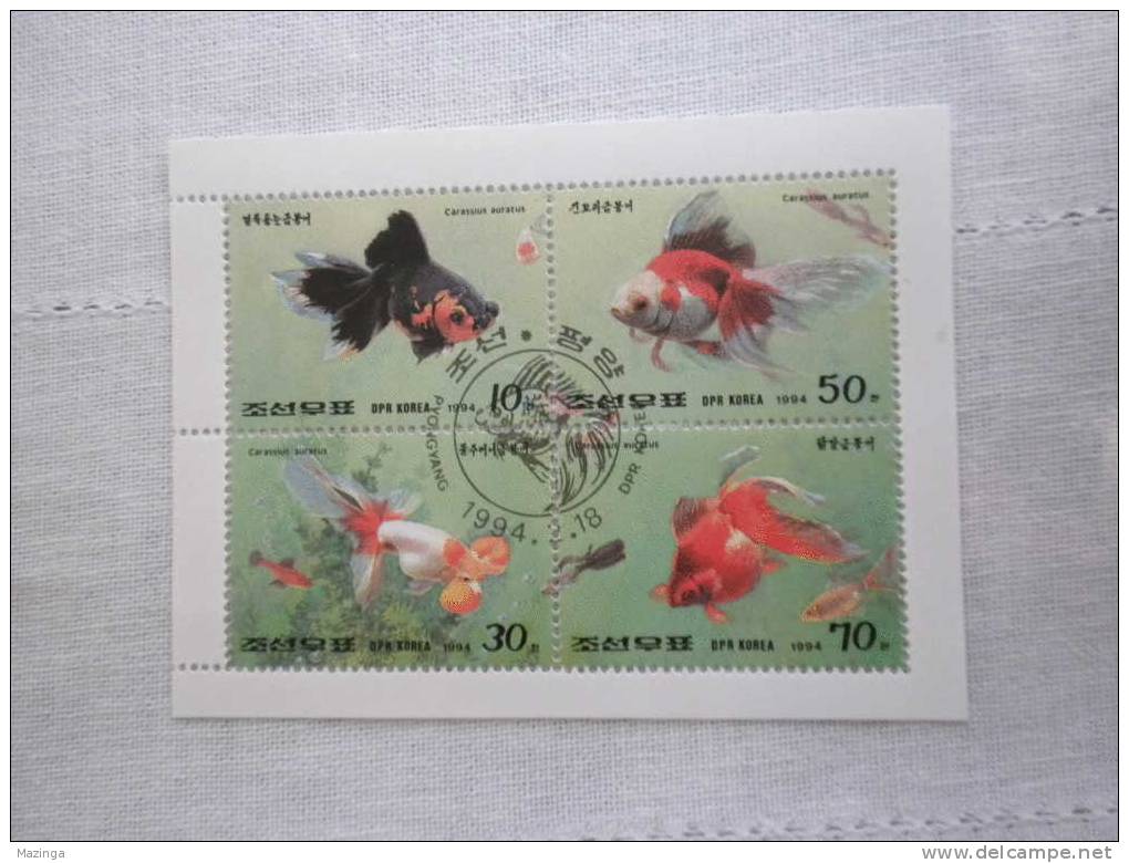 1994 Korea Foglietto Francobolli Pesci Tropicali .CARASSIUS Fish Nuovo Con Annullo - Corée (...-1945)