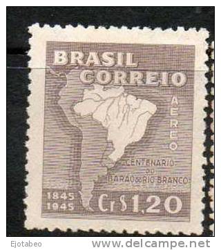 40  Brasil1945 Michel 669-670 N.uevoRB-100años Del Baron De Rio Branco.TT:MapasRostros - Autres & Non Classés