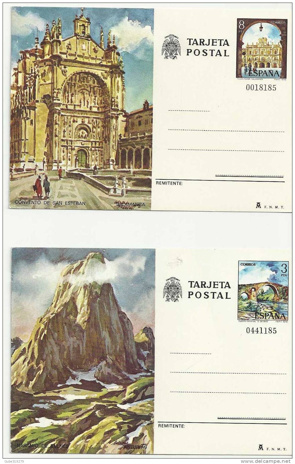 SPAIN-1980-JUEGO 2- SETOF 2 TARJETA POSTAL-POSTCARD ILLUSTRATED PRINTED STAMP IMAGE - NOT POSTMARKED-ASTURIAS-SALAMANCA - 1931-....