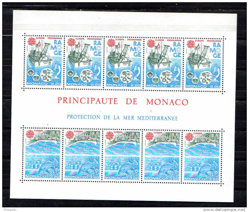 Monaco 1986, Europa, Protection De La Nature, OCEANOGRAPHIE Bf 34**, Cote 24 € - 1986